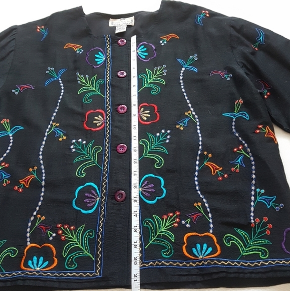 Vintage Silk Blend Embroidered Floral Jacket - Picture 5 of 7